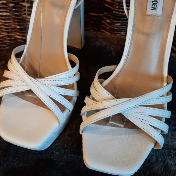Steve Madden Women's 9.5 White Mips Strappy Platform Dress Sandals 90s Y2K Heels - Picture 5 of 10